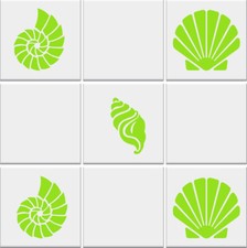Bathroom Tile Stickers SEA SHELLS Nautical Vinyl Wall Decals 3 DESIGNS *2 SIZES*