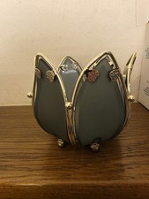 Vtg Smokey Grey Lotus Lamp Tea