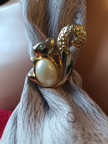 Vintage squirrel scarf ring - vintage,