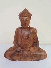 Hand Carved Wooden 30cm X 25 cm  Buddha Statue Thai Indian