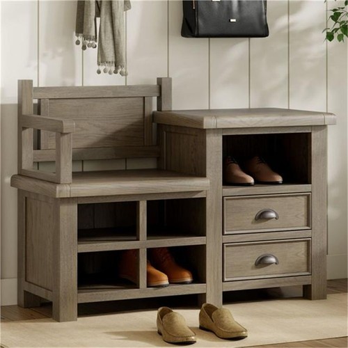 Oak hall storage bench - storage,