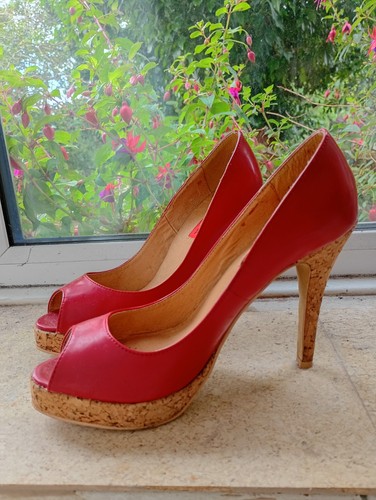 Women red high heel - women's, peep-toe