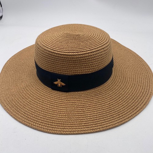 Bee emblem straw boater - bee,