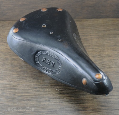 Black leather bicycle saddle - black,
