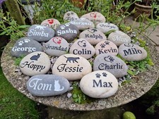 Memorial Pet Stone Deep Hand Engraved Personalised Pebble / Cobble Fur Friends
