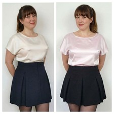 X2 shiny satin short sleeved