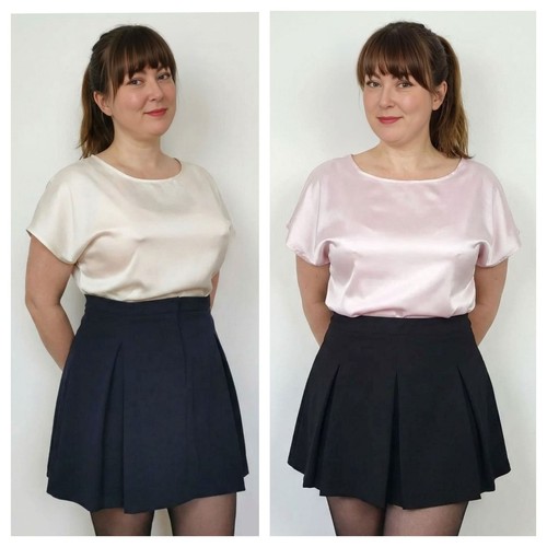 Shiny satin short - short, sleeved