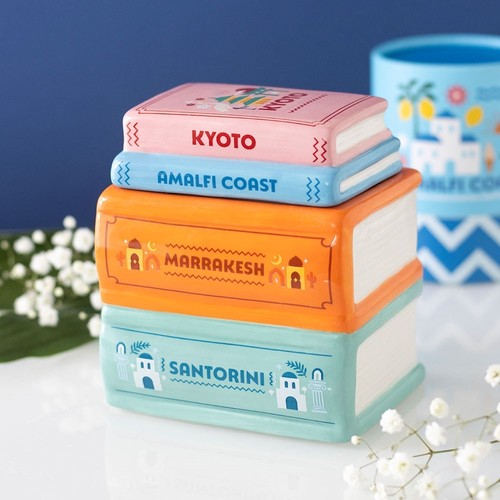 Travel book stack oil - travel,