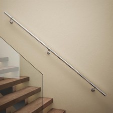 Rothley Internal Handrail Kit Polished Silver 2.4m Easy Fit Staircase Bannister
