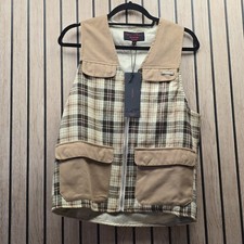 1w LIQUOR N POKER Brown Check Tweed Style Gilet Waistcoat XS Utility Pockets
