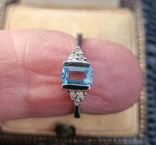 Aquamarine and diamond ring - aquamarine,