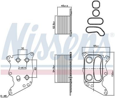 Nissens engine oil cooler - cooler, for
