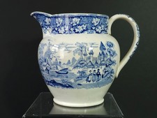 Antique Transfer Printed Blue & White Jug Vine Pattern