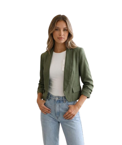 Women ruched sleeve open - ruched,