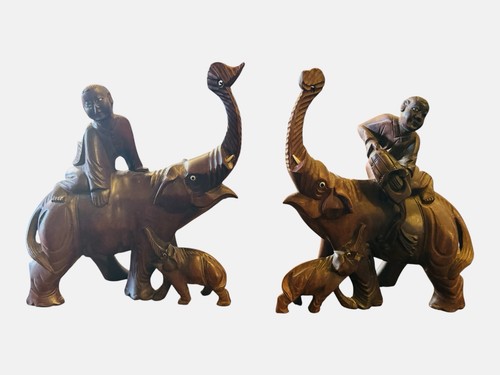 Pair old chinese carved - pair,