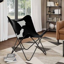 Butterfly Chair Genuine Goat Leather Vintage Stylish Iron Frame Retro Design