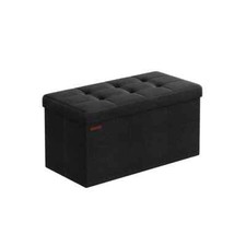 Storage Ottoman 38 x 76 x 38 cm Foldable Small Ink Black