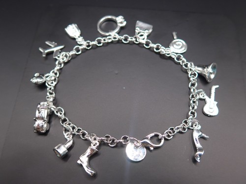 Silver charm bracelet - charm, 12