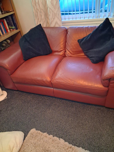 Brown leather seater sofa - brown,