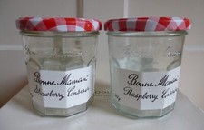 Set of 2 Empty 370g Bonne Maman Jam Preserve Jars with Red Checked Lid