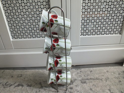 Set poppy mugs in - poppy, rack