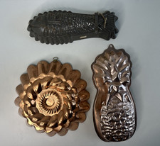 Three Vintage Metal Jelly Moulds Including FISH & PINEAPPLE