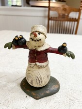 Vintage Folk Art Snowman by American Chestnut, Santa Snowman 5.5in tall