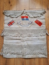 Antique Ship Wall Storage Handmade Cloth Pockets Flags Coat Of Arms Nautical 