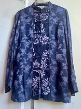 ✩Elegant *MONSOON* Vintage Oriental Blue Silk Jacquard Top Kimono Jacket 12✩