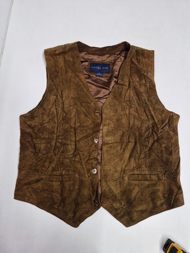 Vintage leather waistcoat - , 44"