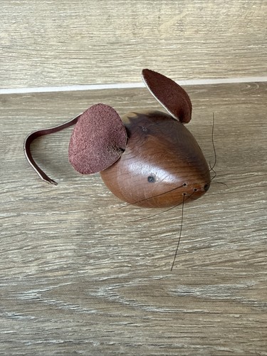 Vintage wooden teak mouse - teak,