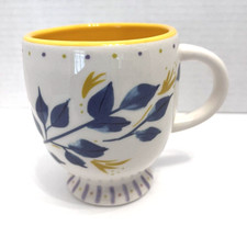 Hallmark Coffee Tea Mug Cup White Blue Leaf Pedestal Ceramic Spring Pastel Color
