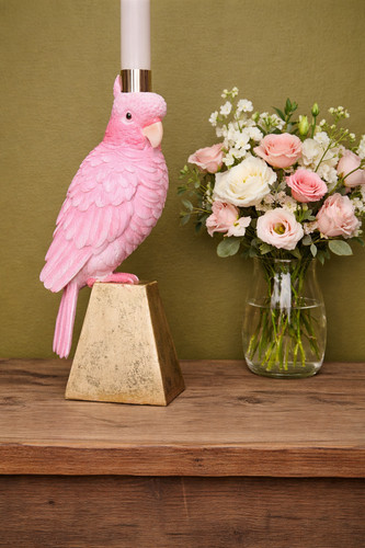 Pink detailed resin bird - pink,
