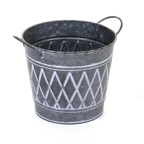 Galvanised round planter - round,