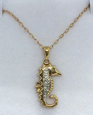 9ct Gold Diamond eye sea horse