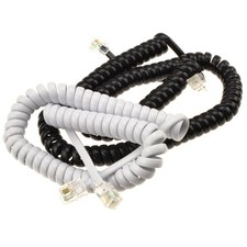 Telephone Handset Coiled Cord RJ10 4P4C Cable Lead Black/White 2m/3m/5m/6.4m