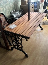 Very Heavy Cast Iron Garden Table & Two  Chairs
