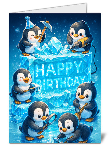 Penguin ice sculpture birthday - penguin,
