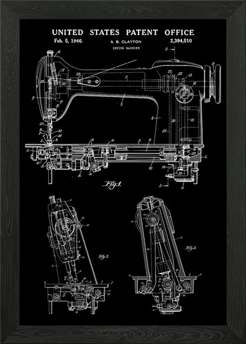Sewing machine patent framed - machine,