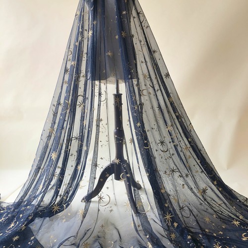 Golden star lace fabric - golden,