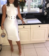 White & Gold chain bandage dress