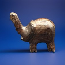 Vtg. Hand Carved Wooden Miniature Elephant - Trunk Up, Good Luck -Decorative