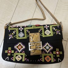 Fendi Mamma Baguette Embroidery And Mirror Handbag