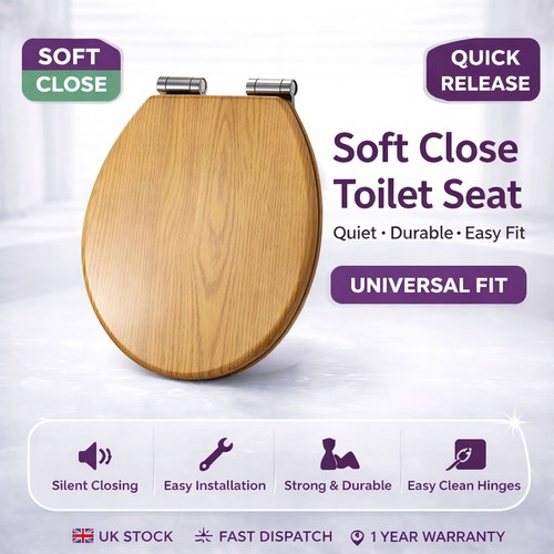 Oak effect mdf toilet seat - oak,