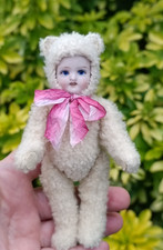5 " ( 13 cm) Rare Antique  Miniature Mignonette Mohair Teddy Bear  Doll