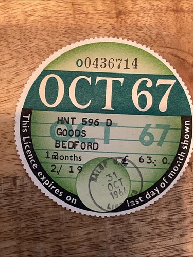 Vintage old tax disc october - tax,