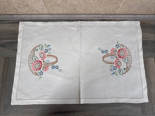 Vintage hand embroidered tray - embroidered,