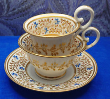 Antique Coalport Cornflower Cup and Saucer trio set C.1825  (843)