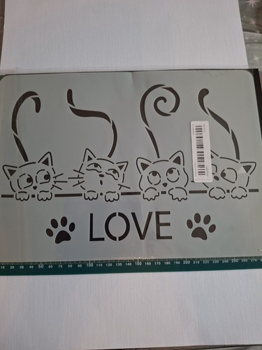 Size stencil cats love - stencil,