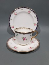 Vintage Wedgwood Bone China Hand Decorated Cup, Saucer & Plate Trio